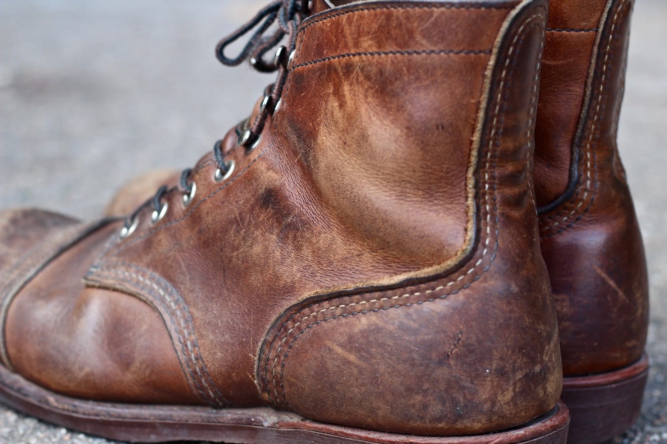 The Amber Harness leather of Red Wing Iron Ranger 8111 is full grain